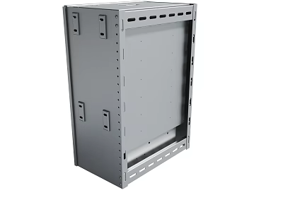 Sturdy Industrial Metal Frame With Mounting Holes And Equipment Enclosure 3d model