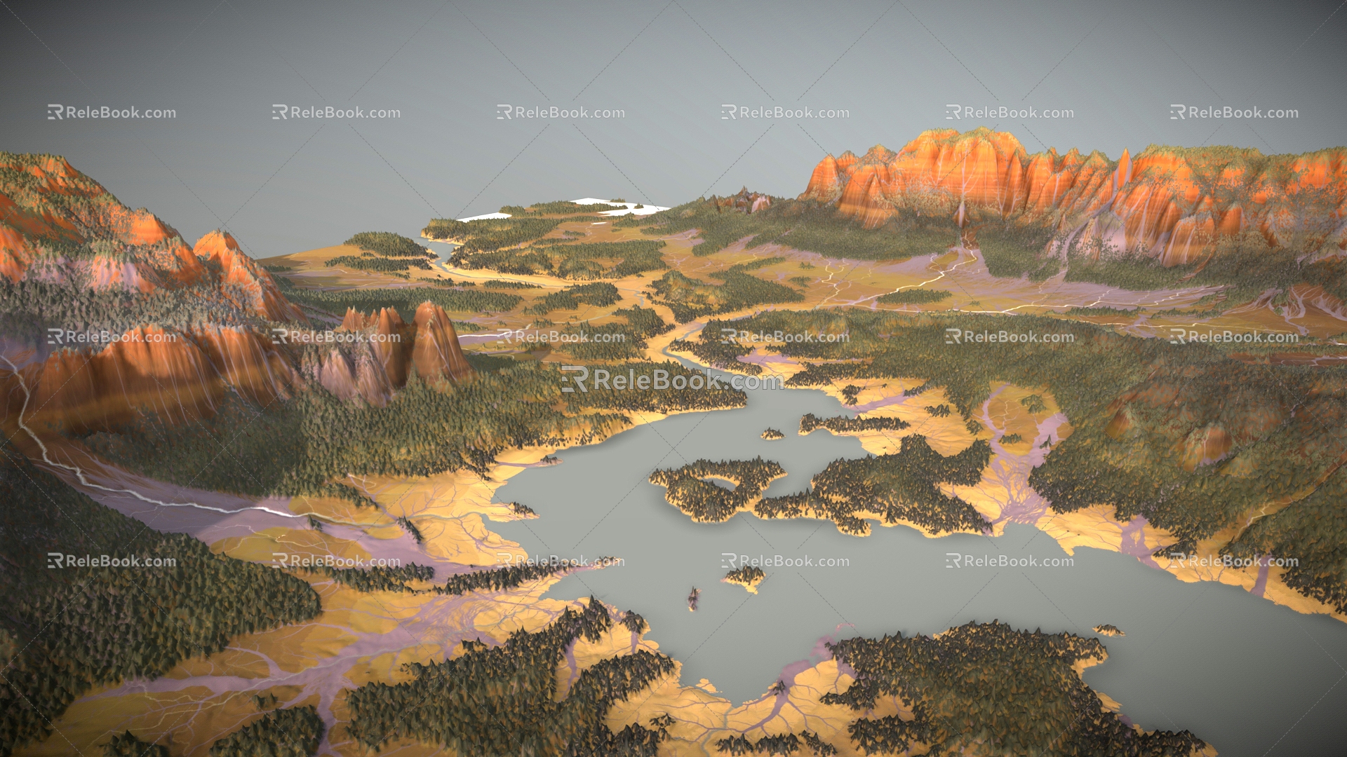 Terrain 3 Canyon River Mountain Mountain Mountain Geopark Desert 3d model