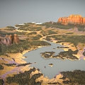 Terrain 3 Canyon River Mountain Mountain Mountain Geopark Desert 3d model