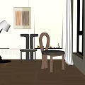 Two Modern Wooden Dining Chairs With Different Backrest Designs In Living Room Interior