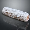 Natural Wooden Log with White Coated Surface and Detailed Texture on Reflective Background