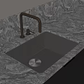 Modern Copper Kitchen Sink With Built In Design And Marble Countertop