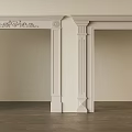 White Door Arches With Carved Details And Columns Against Light Walls Dark Flooring