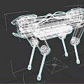 Mechanical Dog Robot 3D Model Featuring Black Body Tracks Gears And Blue Circular Parts