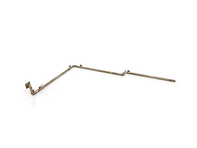 Brass Colored Elongated Metal Bracket With Curved Sections And Connecting Parts 3d model