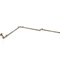 Brass Colored Elongated Metal Bracket With Curved Sections And Connecting Parts