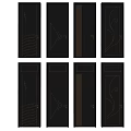 Black Swing Doors With Modern Gold Line Decorations And Multiple Styles 3d model