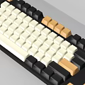 Mechanical Computer Keyboard With Black White Tan Keycaps And Colorful Design 3d model
