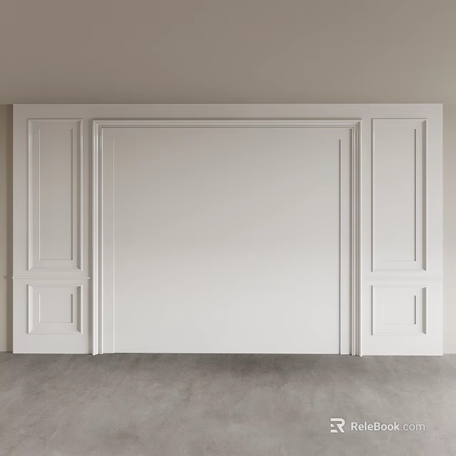 Modern White Decorative Paneled Wall With Symmetrical Molding And Simple Interior Design 3d model 