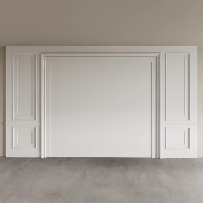 Modern White Decorative Paneled Wall With Symmetrical Molding And Simple Interior Design 3d model