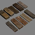 Natural Stone Wood Planks Collection With Rustic Texture And Assorted Sizes 3d model