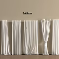 White Curtains In Different Styles For Interior With Beige Wall And Wooden Floor
