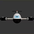 White Biomechanical Robot Character With Blue Eyes Red Top And Black Arms
