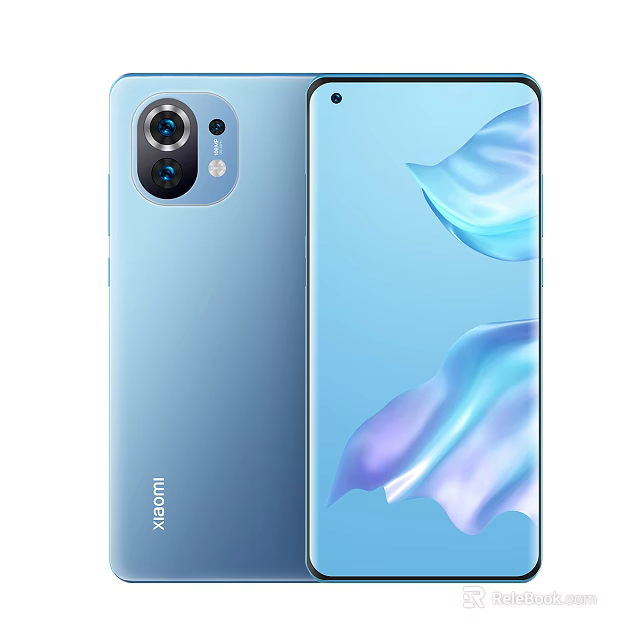 Xiaomi Light Blue Smartphone With Rear Camera Module Curved Front Screen And Unique Wallpaper Design 3d model