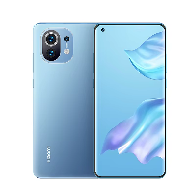 Xiaomi Light Blue Smartphone With Rear Camera Module Curved Front Screen And Unique Wallpaper Design 3d model