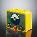 Vintage Yellow Classic Radio Speaker Device With Knobs Dial And Antenna 3d model