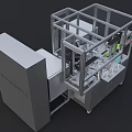 Automated Industrial Equipment With Metal Frame Transparent Enclosure Conveyor Belt And Control Panel
