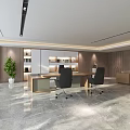 Modern Office Interior With Wooden Desk Ergonomic Chairs Bookshelves Sofa And Green Plants