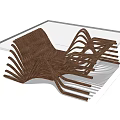 Modern Unique Coffee Table With Curved Wooden Strips And Wave Design Structure 3d model