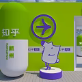 Green Storefront Exterior with Cartoon Characters for Guazi Used Car Taoche Festival Promotion