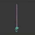Ancient Sword With Long Metal Blade And Spherical Guard Vertically Displayed On Gray Gradient Background