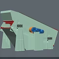 Industrial Vibrating Screen Equipment With Inclined Structure Red Components And Blue Orange Motors