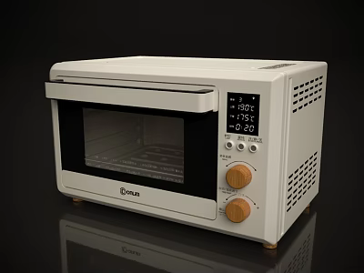 Modern White Orva Kitchen Oven With Digital Display Control Knobs And Transparent Door 3d model