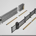 Access Control Security Gates With Retractable Design Barrier Systems And Warning Strips 3d model