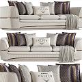 Modern Light Luxury Fabric Three-Seat Sofa 3d model