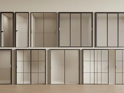 Different Styles of Modern Sliding Doors with Various Frame and Glass Designs 3d model