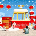 Charming Photo Check-in Spot With Red Lanterns Snowflakes White Rabbit And Snowman