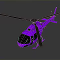 Detailed Purple Helicopter 3D Model With Rotors Shiny Body And Modern Design