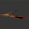 Red Pterosaur 3D Model in Flying Pose with Detailed Wing Texture 3d model
