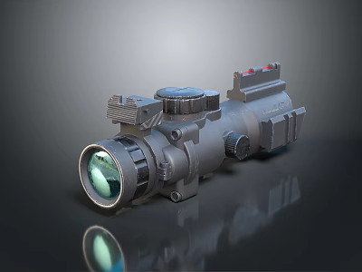 Tactical Weapon Scope With Adjustable Knobs And Green Lens For Precision Shooting 3d model