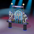 Tournament of Champions Spring Open Trophy Stand With Sculptures And Spotlight Lighting