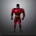 Red Superhero Action Figure With Red Costume Black Mask And Yellow Belt Standing Pose
