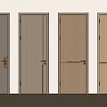 Modern Hinged Doors With Wooden Frames And Various Handle Designs For Home Interior 3d model