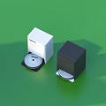 Practical Storage Boxes With Open Lids White Black Design And Circular Objects On Green Background