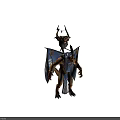 Mythical Tribal Creature Character With Skull Headdress Blue Wings And Tattooed Body