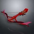 Red Decorative Bow Weapon With Unique Design Bowstring And Arrow Details
