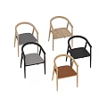 Modern Minimalist Dining Chairs With Wooden Frames Upholstered Seats And Armrest Designs