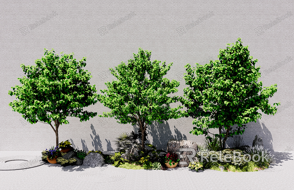 modern tree landscape tree evergreen trees flowers vegetation model