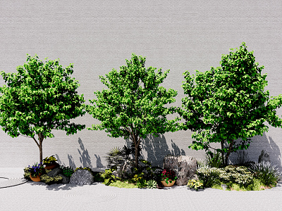 modern tree landscape tree evergreen trees flowers vegetation model