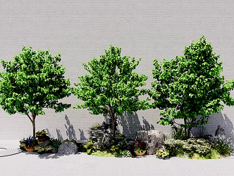 modern tree landscape tree evergreen trees flowers vegetation 3d model