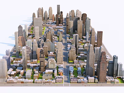 Modern Urban City Skyline With Tall Buildings Streets And Architectural Structures 3d model