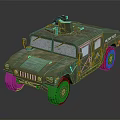 Military Green Camouflage Hummer Utility Vehicle With Roof Turret Equipment Exterior