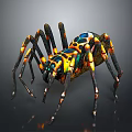 Colorful Spider With Vibrant Yellow Blue Patterns And Long Legs