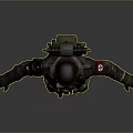 Military Style Character With Helmet Backpack And Red Armband Detailed Uniform