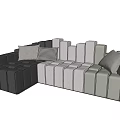 Modern Sectional Sofa With Gray Light Gray Patterned Cushions And Modular Design 3d model