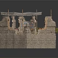 Traditional Stone Courtyard Structure With Roof Stone Walls Clay Pots And Plants